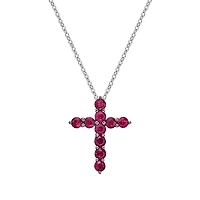 10K White Gold Ruby cross pendant