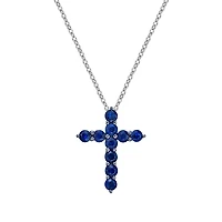 10K White Gold Sapphire cross pendant