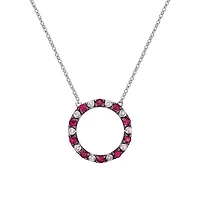 10K White Gold Ruby & diamond circle of love necklace