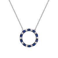 10K White Gold Sapphire & diamond circle of love necklace