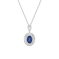 14K Gold Brushed Sapphire & Diamond pendant