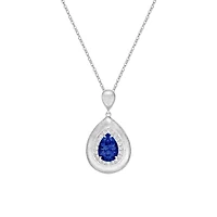 14K White Gold Brushed Sapphire & Diamond ring