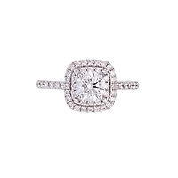 18K White Gold 0.95cttw Lab Grown Diamond Double Halo Engagement Ring