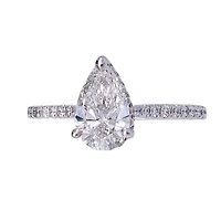 18K White Gold 1.25cttw Pear Shape and Hidden Halo Lab Grown Diamond Engagement Ring - 4.5