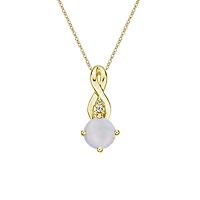 10K Yellow Gold Prong-set White Opal Pendant with Diamond Accent