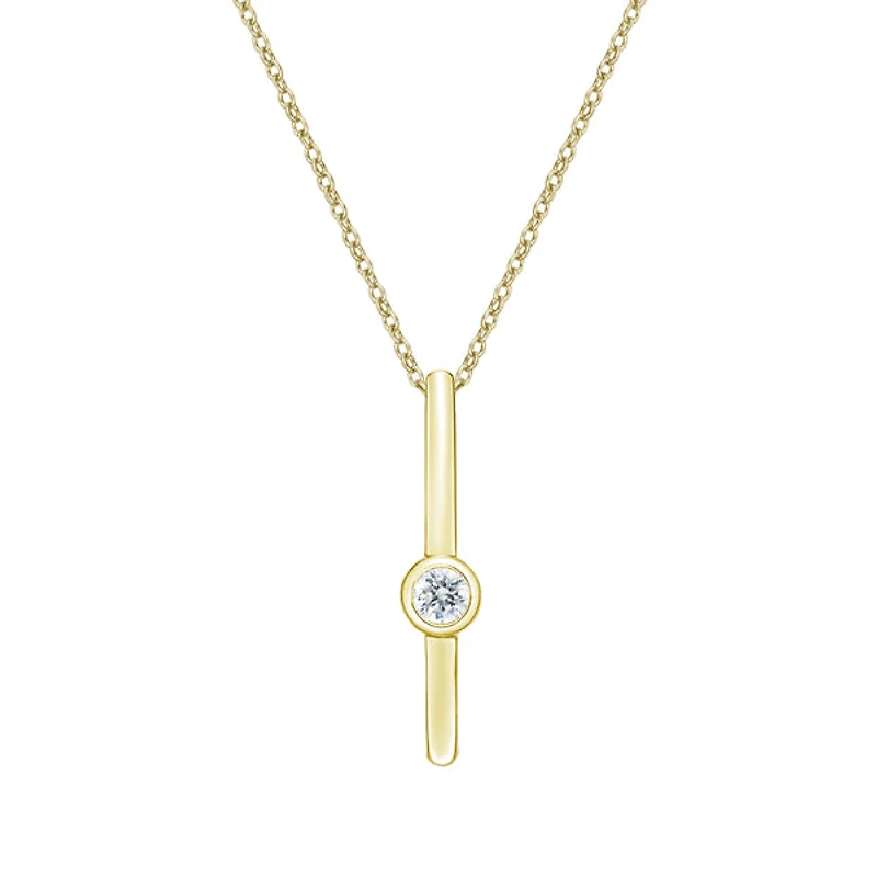 10K Yellow Gold Bezel-set Diamond pendant (no chain