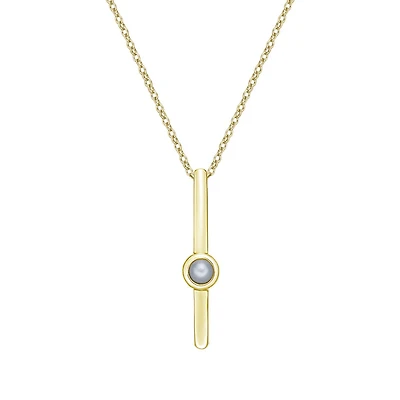 10K Yellow Gold Bezel-set Freshwater Pearl pendant (no chain)