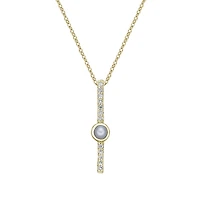 10K Yellow Gold Bezel-set Freshwater Pearl pendant with diamonds (no chain)