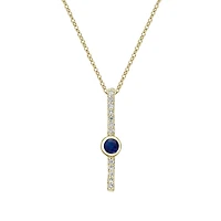 10K Yellow Gold Bezel-set Sapphire & Diamond pendant (no chain)