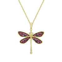 10K Yellow Gold Ruby & diamond dragonfly pendant