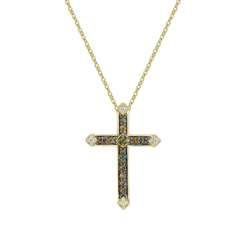 10K Yellow Gold Chocolate diamond cross pendant