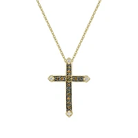 10K Yellow Gold Chocolate diamond cross pendant