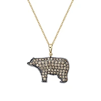 10K Yellow Gold Chocolate diamond bear pendant