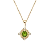 10K Yellow Gold Peridot and Diamond Pendant