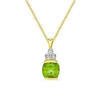 10K Yellow Gold Half channel-set Peridot Pendant with Diamond accent