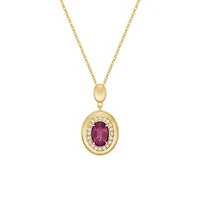 14K Yellow Gold Brushed Ruby & Diamond pendant