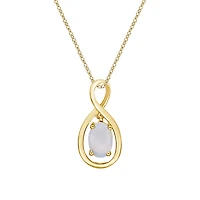 10K Yellow Gold Infinity White Opal Pendant with chain
