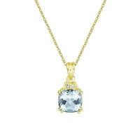 10K Yellow Gold Prong-set Aquamarine pendant with diamond accent