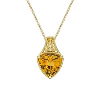 10K Yellow Gold Prong-set Citrine pendant with diamond accent