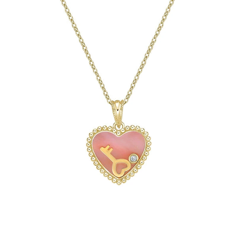 10K Yellow Gold Floating Heart Diamond Pendant