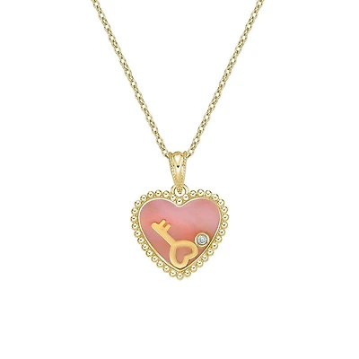 10K Yellow Gold Floating Heart Diamond Pendant