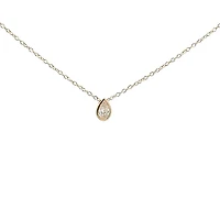 10K Lab Grown Diamond Bezel Set Necklace - Gold / Pear