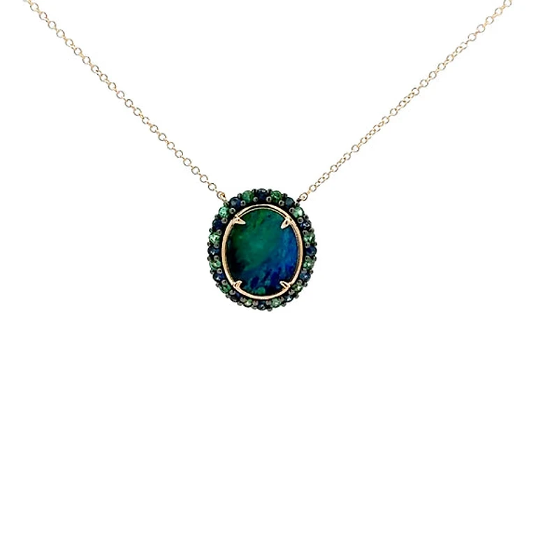 10K Yellow Gold Opal Doublet Oval Necklace