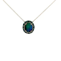 10K Yellow Gold Opal Doublet Oval Necklace