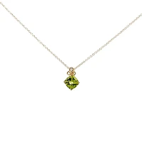 10K Yellow Gold Peridot and Diamond Pendant