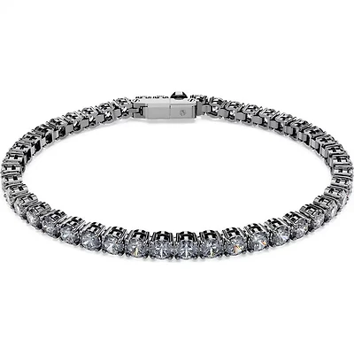 Swarovski - Matrix Tennis bracelet, Round cut, Gray, Ruthenium plated 5693928