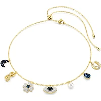 Swarovski - Symbolica choker, Moon, infinity, clover, evil eye and horseshoe, Blue, Gold-tone plated - 5692164