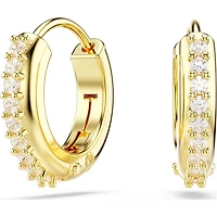 Swarovski - Matrix hoop earrings, Round cut, White, Gold-tone plated - 5697228