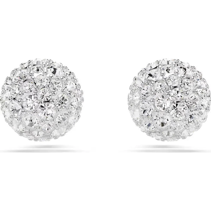 Swarovski - Dextera stud earrings, Round cut, White, Rhodium plated - 5700290
