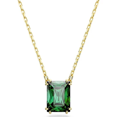 Swarovski Matrix pendant, Rectangular cut, Green, Gold-tone plated - 5677141