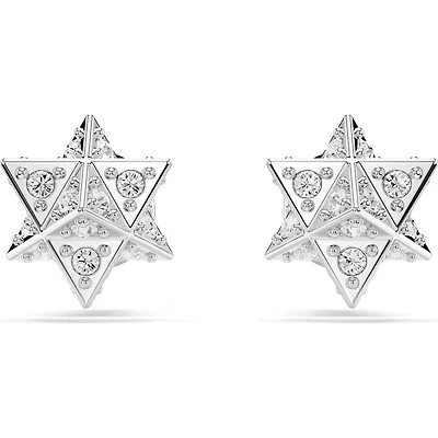 Swarovski - Dextera stud earrings, Round cut, Star, White, Rhodium plated - 5700322
