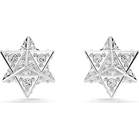 Swarovski - Dextera stud earrings, Round cut, Star, White, Rhodium plated - 5700322