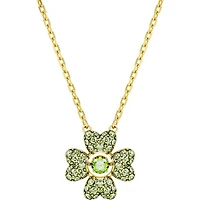 Swarovski Idyllia pendant, Clover, Green, Gold-tone plated - 5671144