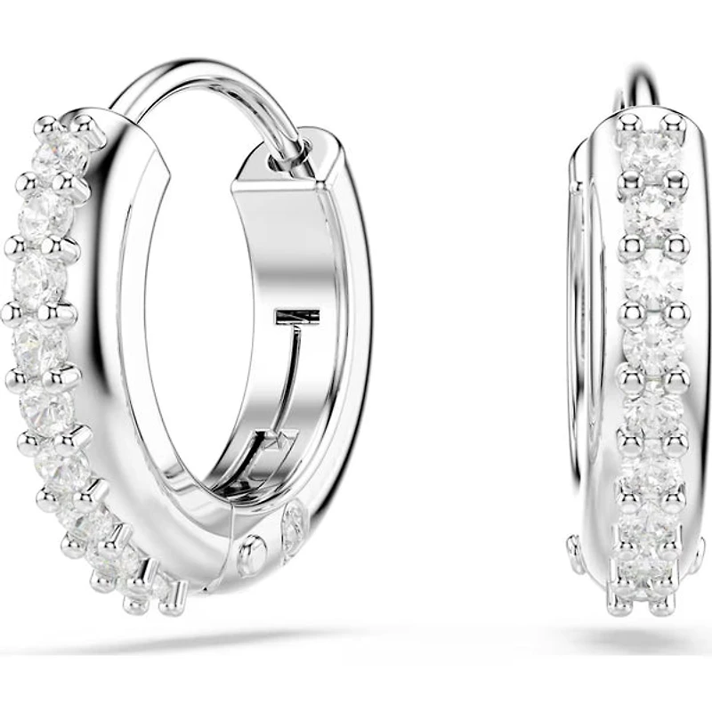 Swarovski - Matrix hoop earrings, Round cut, White, Rhodium plated - 5690670/5701600 (SS)
