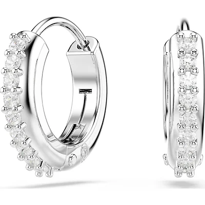 Swarovski - Matrix hoop earrings, Round cut, White, Rhodium plated - 5690670/5701600 (SS)