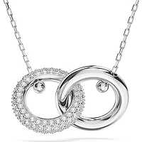 Swarovski Dextera pendant, Interlocking loop, White, Rhodium plated - 5670251