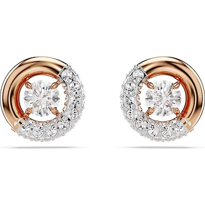 Swarovski - Dextera stud earrings, Round cut, White, Rose gold-tone plated - 5692258