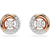Swarovski - Dextera stud earrings, Round cut, White, Rose gold-tone plated - 5692258