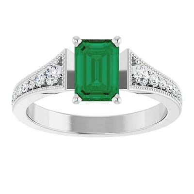 14K Semi Custom Emerald Engagement Ring - Gold / 1.00 ct A