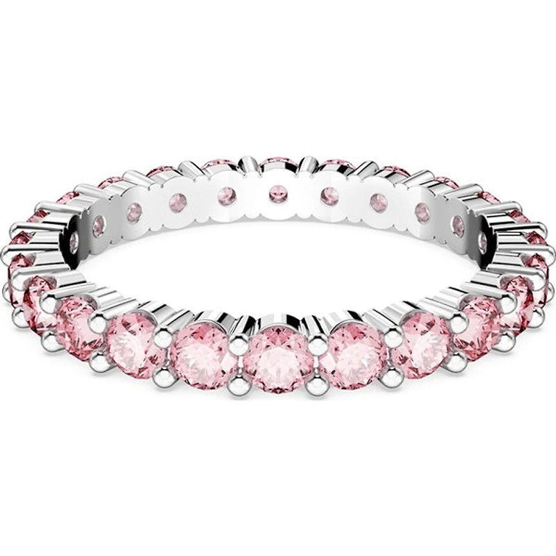 Swarovski Matrix ring, Round cut, Pink, Rhodium plated - 5658853