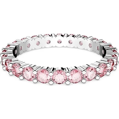 Swarovski Matrix ring, Round cut, Pink, Rhodium plated - 5658853