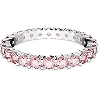 Swarovski Matrix ring, Round cut, Pink, Rhodium plated - 5658853
