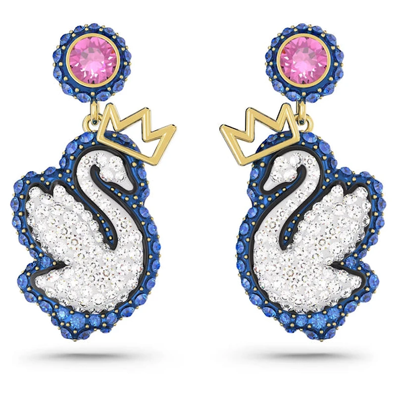 Swarovski - Swan drop earrings Swan, Blue, Gold-tone plated - 5649196 - Discontinued