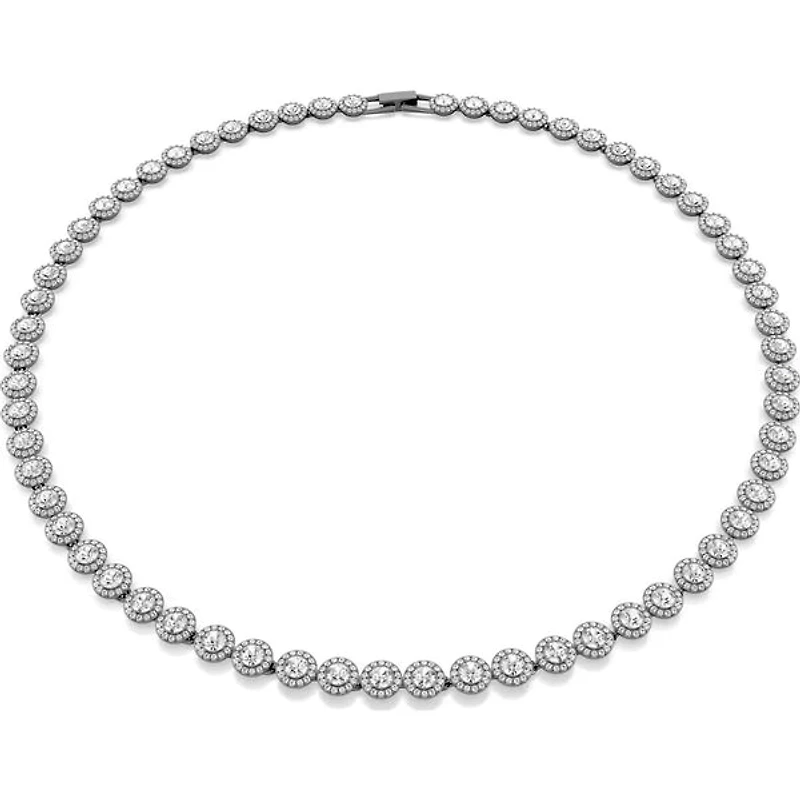 Swarovski - Una necklace, Round cut, Long, White, Ruthenium plated - 5681057