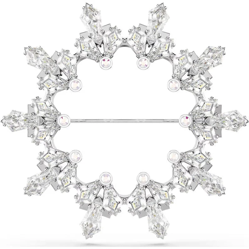 Swarovski Idyllia brooch, Mixed cuts, Snowflake, White, Rhodium plated - 5705397 - Discontinued