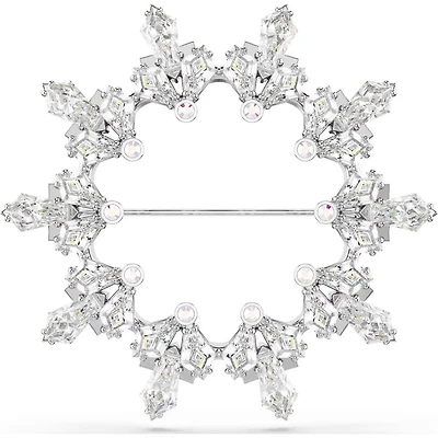 Swarovski Idyllia brooch, Mixed cuts, Snowflake, White, Rhodium plated - 5705397 - Discontinued